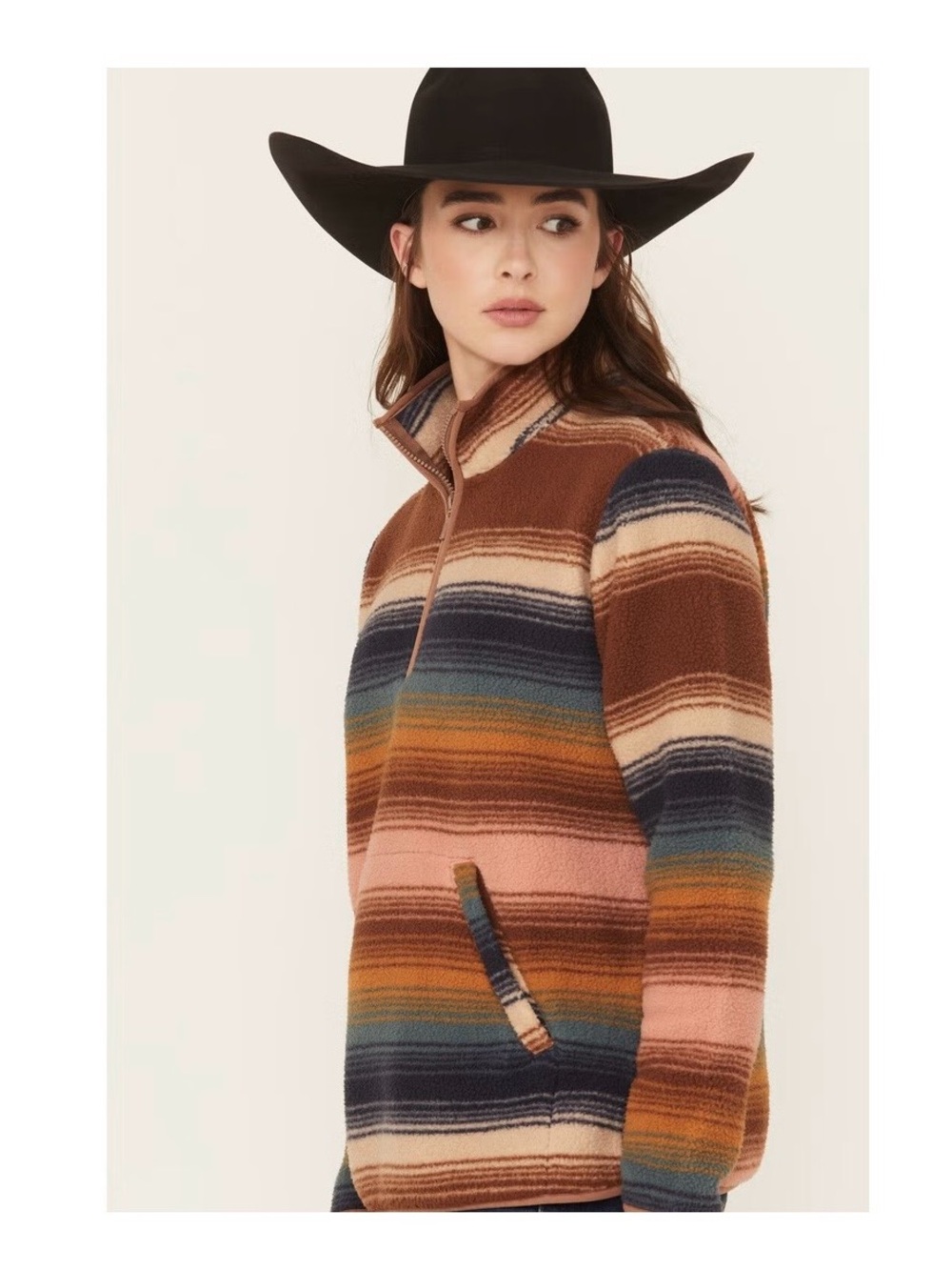 Wrangler Multicolor Striped Fleece Pullover Jacket